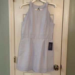 NWT Lauren James Landry Stripe Dress Light Blue Seersucker